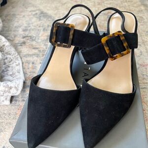 Ann Taylor Black Heels with Tortoise Buckle
